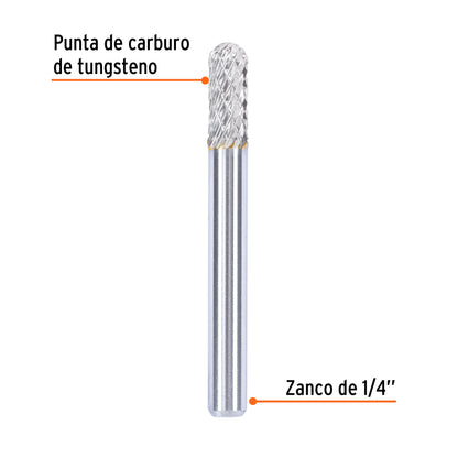 Lima rotativa cilindrica punta redonda 1/4, SC-1, Truper LR-SC1 103479 MM00