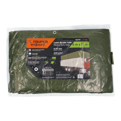 Lona uso rudo, verde olivo, 6 X 12 m, Truper Expert LT-612X 16379 MM0