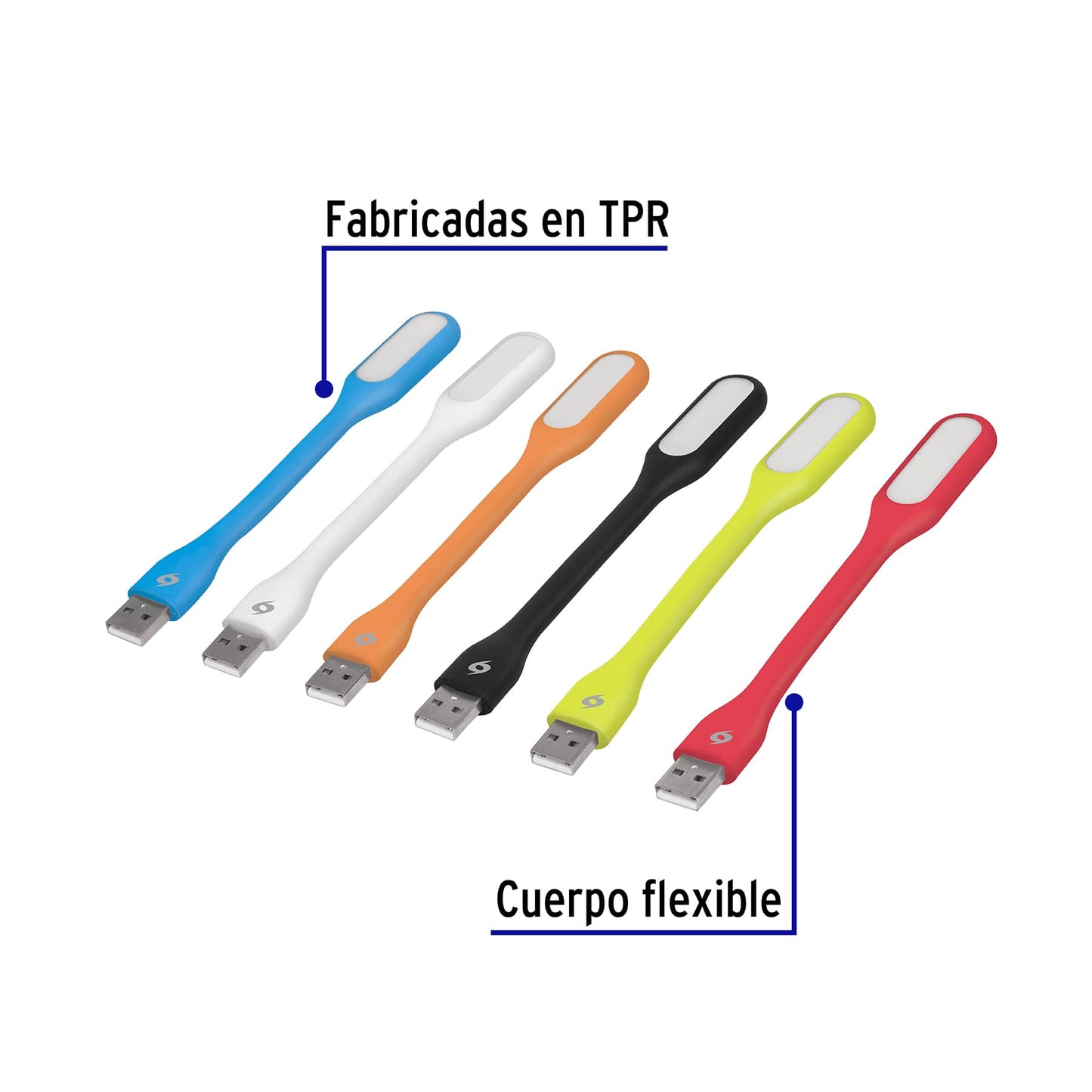 Mini-lámpara flexible de 5 LEDs 1W para puerto USB, Volteck LUZ-USB 46865 MM00