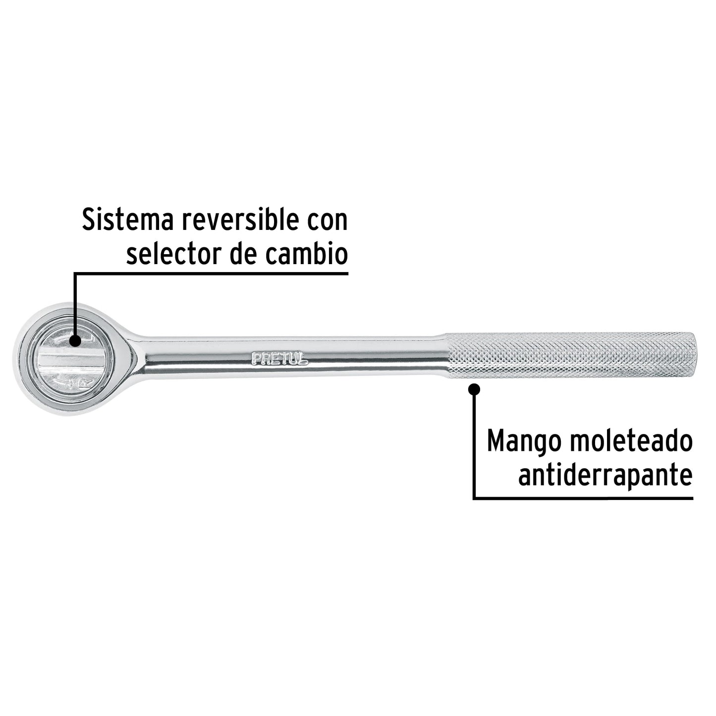 Matraca cuadro 1/2' cabeza redonda, Pretul M-1252P 21150 MM00