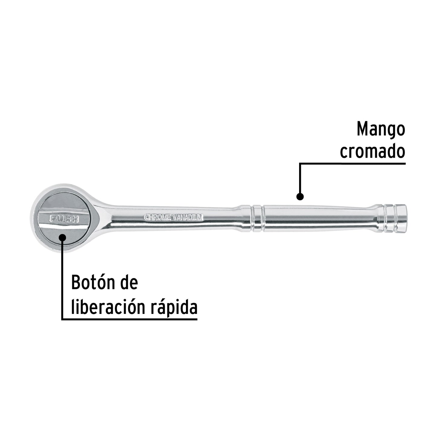 Matraca cuadro 3/8' liberación rápida cabeza redonda, Pretul M-3845P 27352 MM00