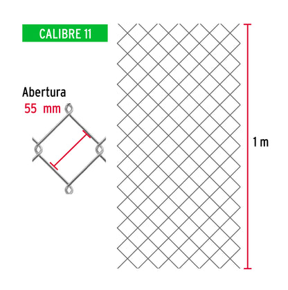 Rollo 20 m x 1 m malla ciclónica calibre 11 abertura 55 mm MACI-1550 42932 MM0