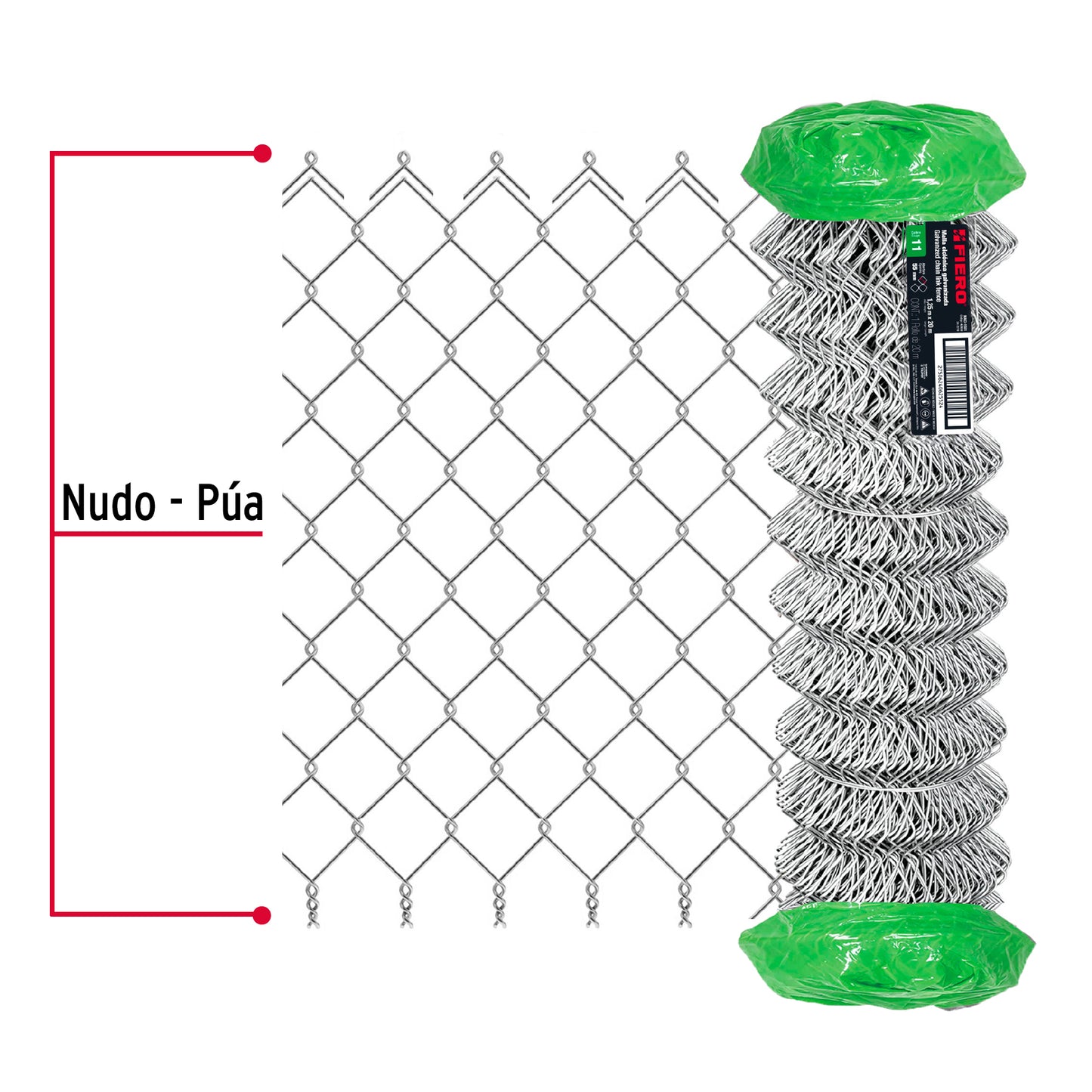 Rollo 20m x 1.25 m malla ciclónica calibre 11 abertura 55 mm MACI-1551 42933 MM0