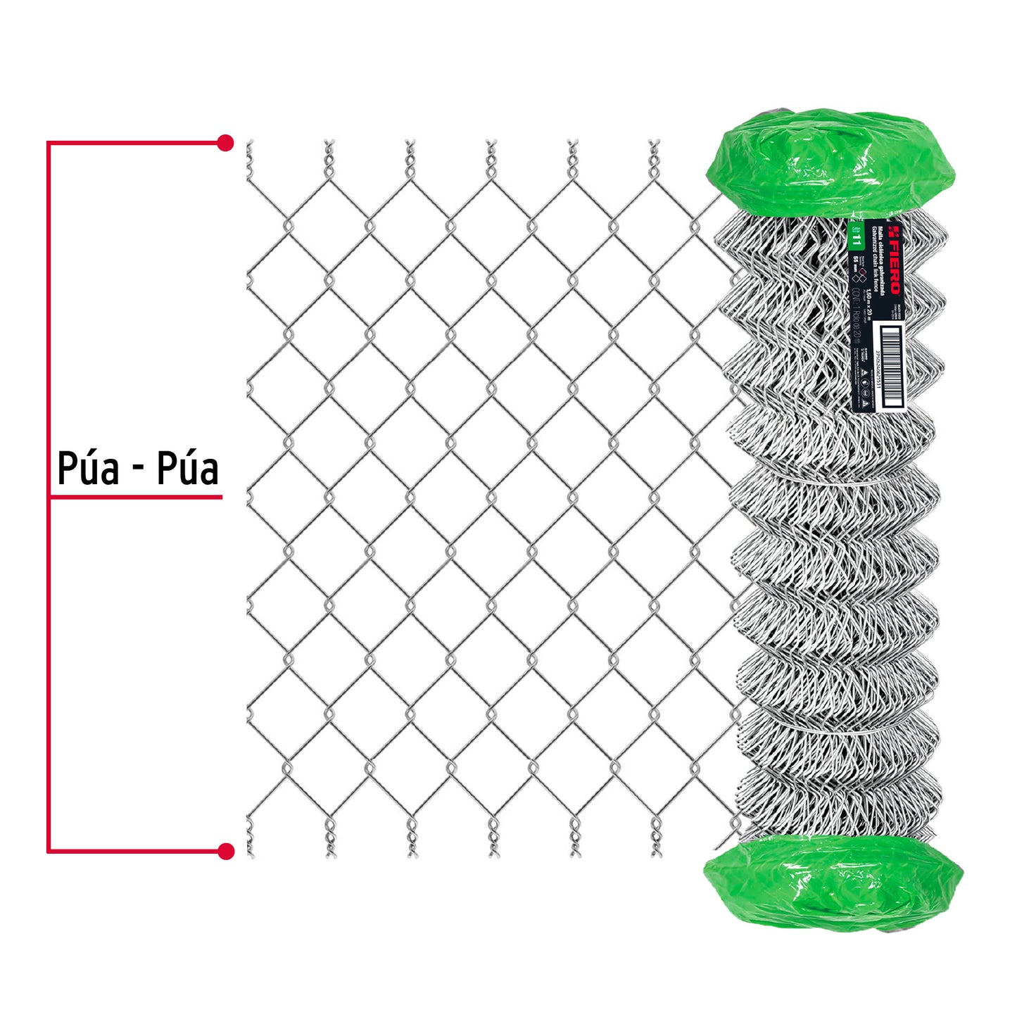 Rollo 20 m x 1.5 m malla ciclónica calibre 11 abertura 55 mm MACI-1552 42934 MM0