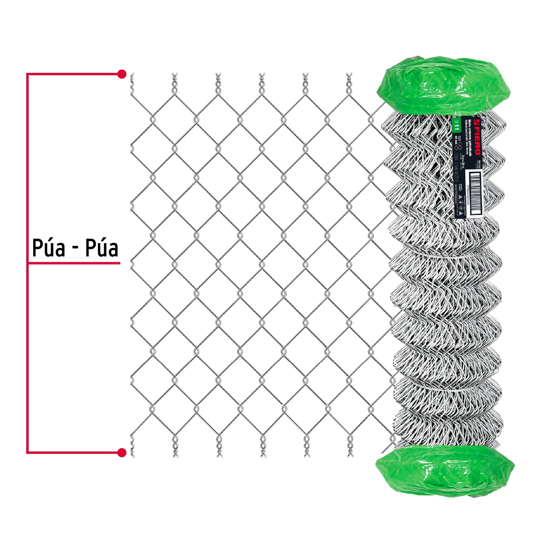 Rollo 20 m x 2 m malla ciclónica calibre 11 abertura 55 mm MACI-1554 42936 MM0