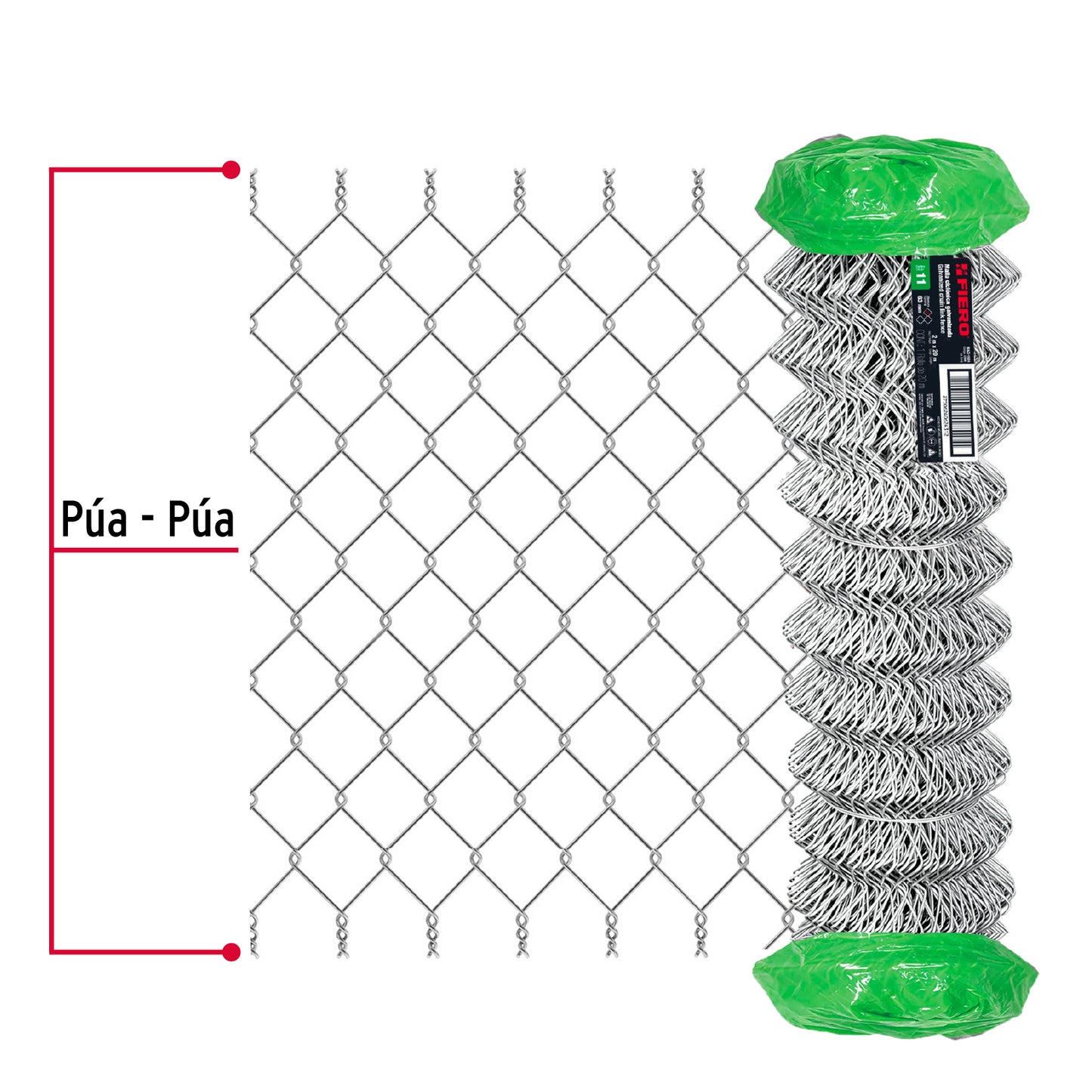 Rollo 20 m x 2 m malla ciclónica calibre 11 abertura 63 mm MACI-1634 42941 MM0