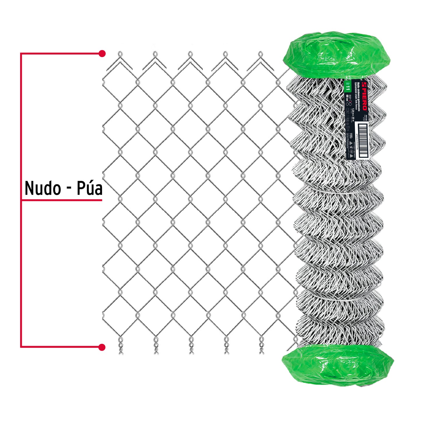 Rollo 20m x 1.25 m malla ciclónica calibre 11 abertura 69 mm MACI-1691 42943 MM0