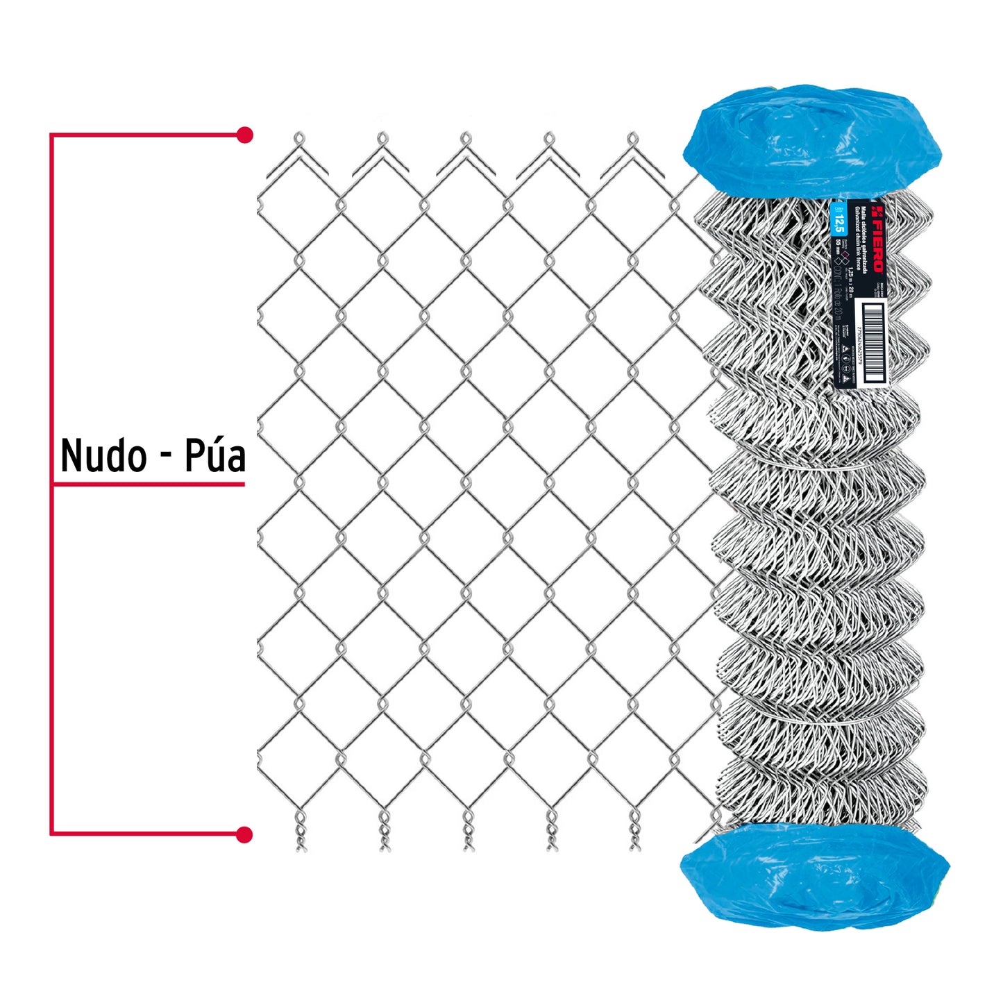 Rollo 20m x 1.25m malla ciclónica calibre 12.5 abertura 55mm MACI-2551 42948 MM0