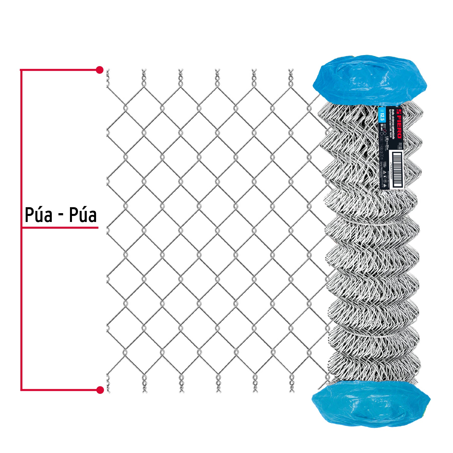 Rollo 20m x 1.5m malla ciclónica calibre 12.5 abertura 55 mm MACI-2552 42949 MM0