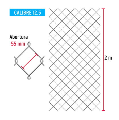 Rollo 20 m x 2 m malla ciclónica calibre 12.5 abertura 55 mm MACI-2554 42951 MM0