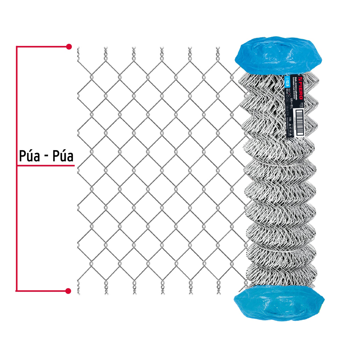 Rollo 20m x 1.5m malla ciclónica calibre 12.5 abertura 63 mm MACI-2632 42954 MM0