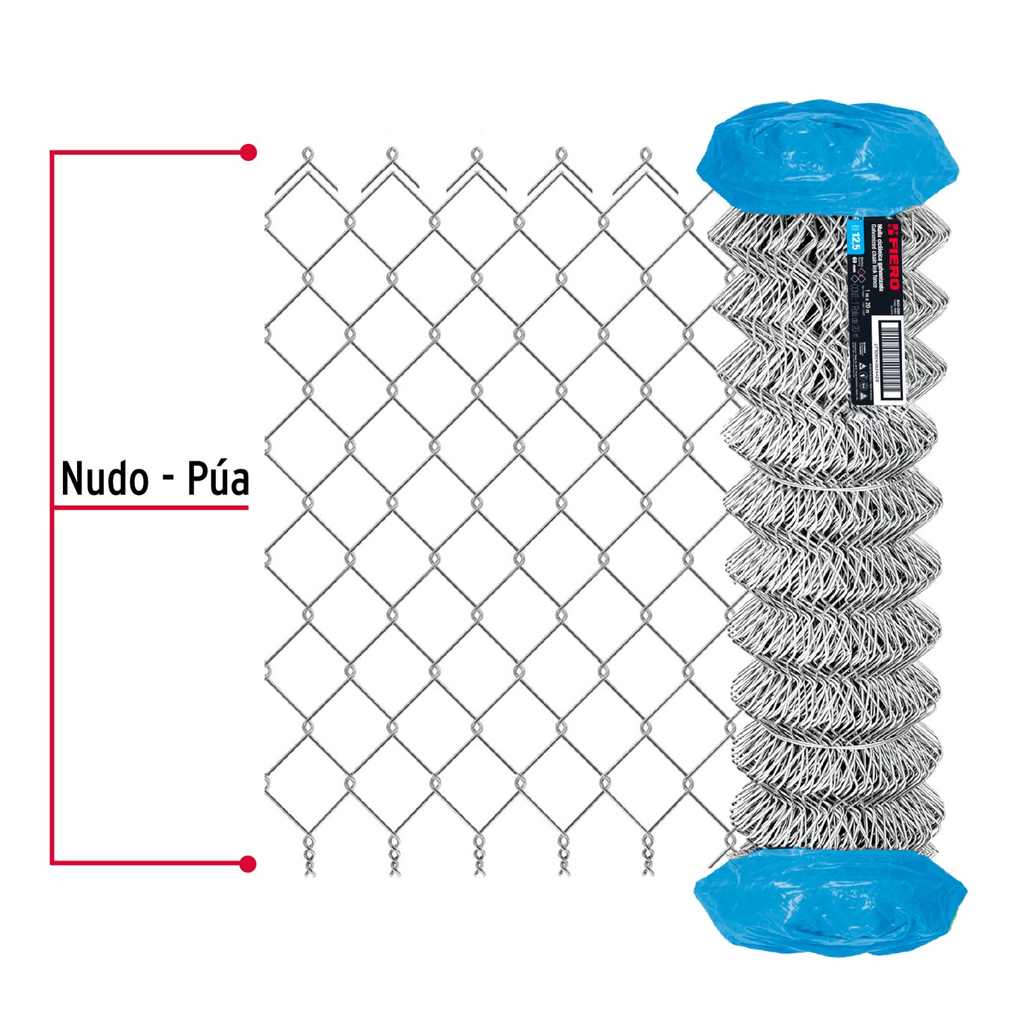 Rollo 20 m x 1 m malla ciclónica calibre 12.5 abertura 69 mm MACI-2690 42957 MM0