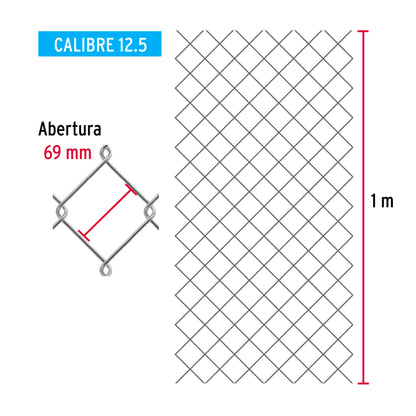 Rollo 20 m x 1 m malla ciclónica calibre 12.5 abertura 69 mm MACI-2690 42957 MM0