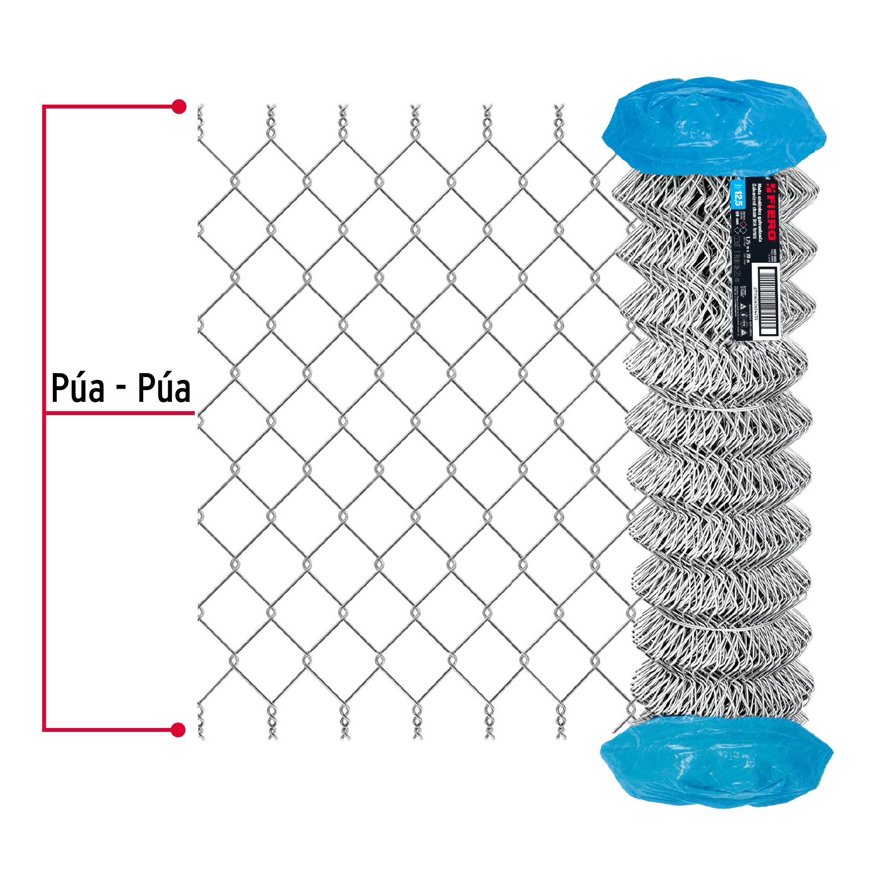 Rollo 20m x 1.75m malla ciclónica calibre 12.5 abertura 69mm MACI-2693 42960 MM0