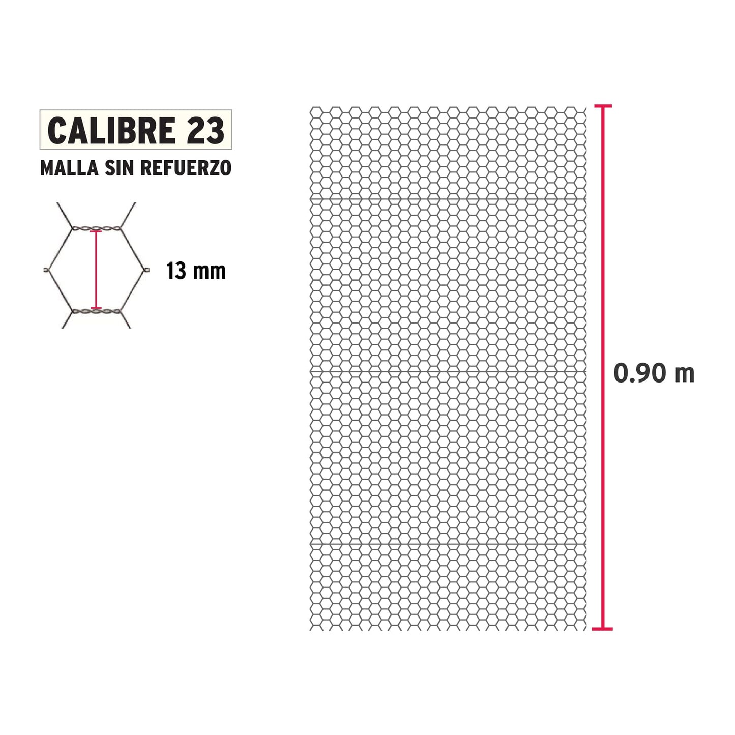 Rollo de malla hexagonal 45mx0.9m calibre 23 abertura 13mm MAHE-1309 44655 MM0