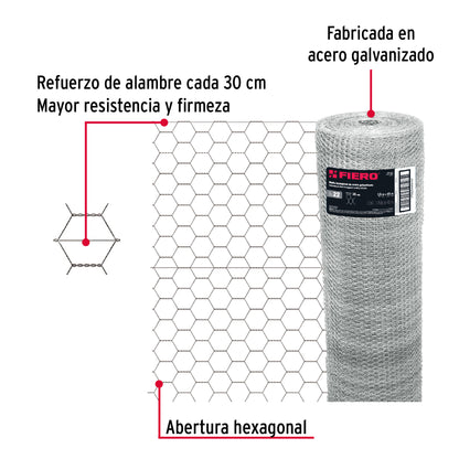 Rollo de malla hexagonal 45m x 1.5m calibre 22 abertura 25mm MAHE-2515 44658 MM0