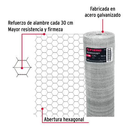 Rollo de malla hexagonal 45mx1.5m calibre 20 abertura 50mm MAHE-5015 44662 MM0