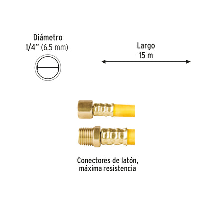 Manguera para compresor, de PVC, 15m x 1/4', Pretul MAN-PI-15-1/4P 20664 MM00