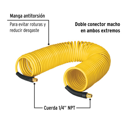 Manguera para compresor, tipo resorte, 15.2m x 1/4', Pretul MAN-R-15P 20660 MM00