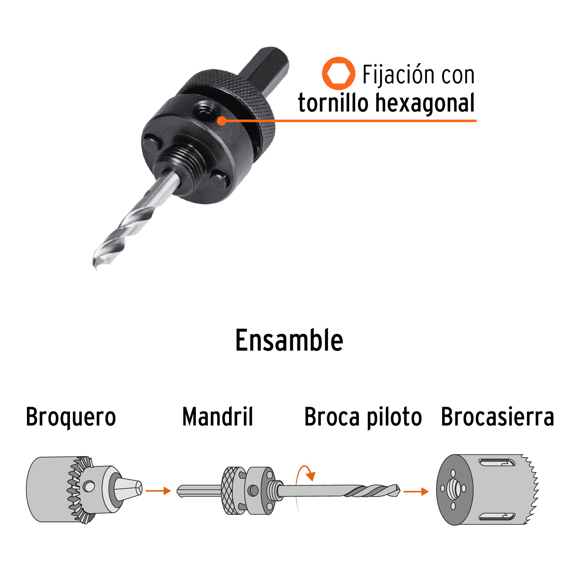 Mandril zanco 7/16' para brocasierras bimetálicas, Expert MAND-7/16 18123 MM00