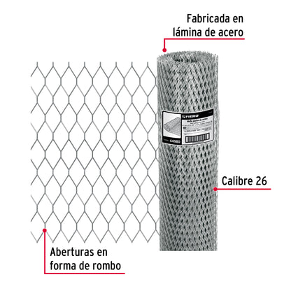 Rollo 22 m x 0.9 m malla plafón calibre 26 abertura 10x25mm MAPLA-5090 44980 MM0