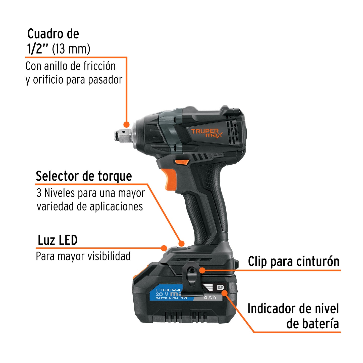 Llave de impacto inalámbrica 1/2', 20 V, sin accesorios MAX-20LS 101407 MM1