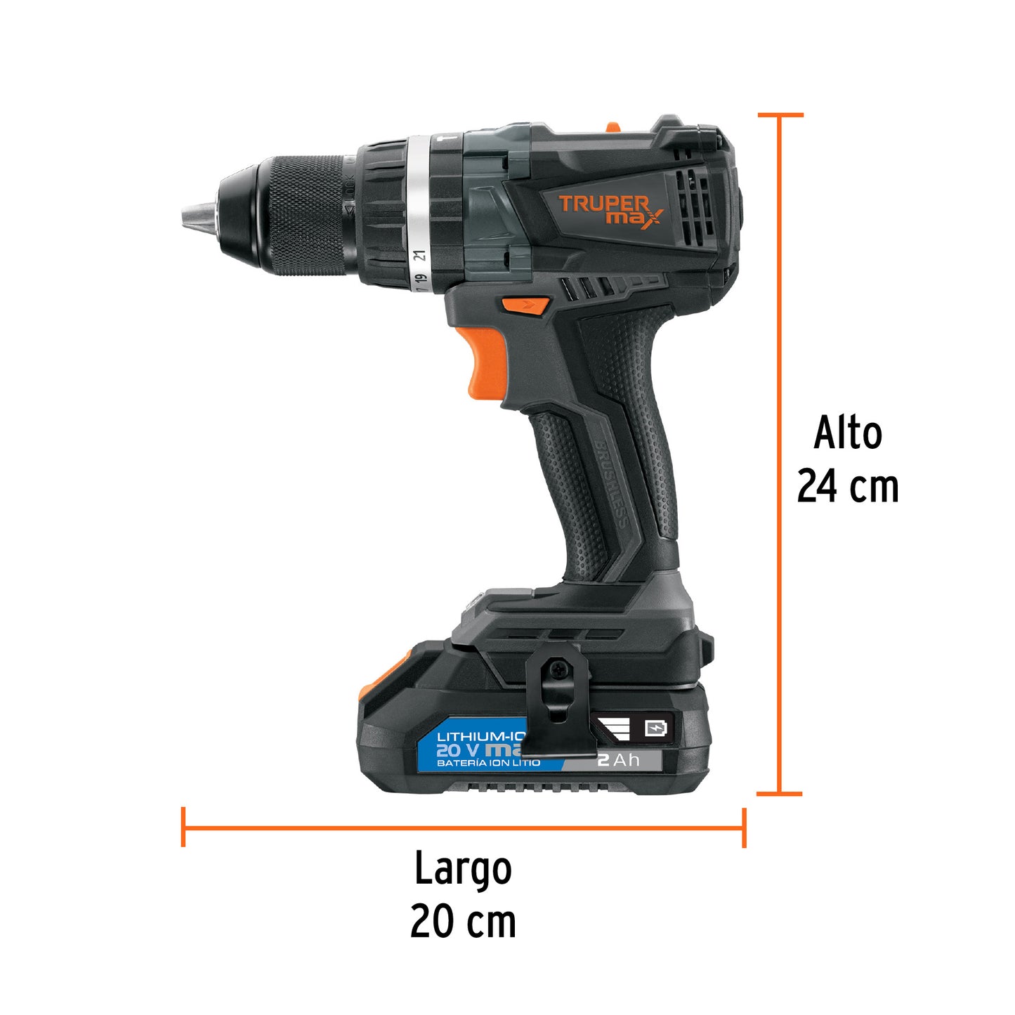 Rotomartillo inalámbrico 1/2', 20V, sin carbones, Truper MAX MAX-20R 101453 MM1