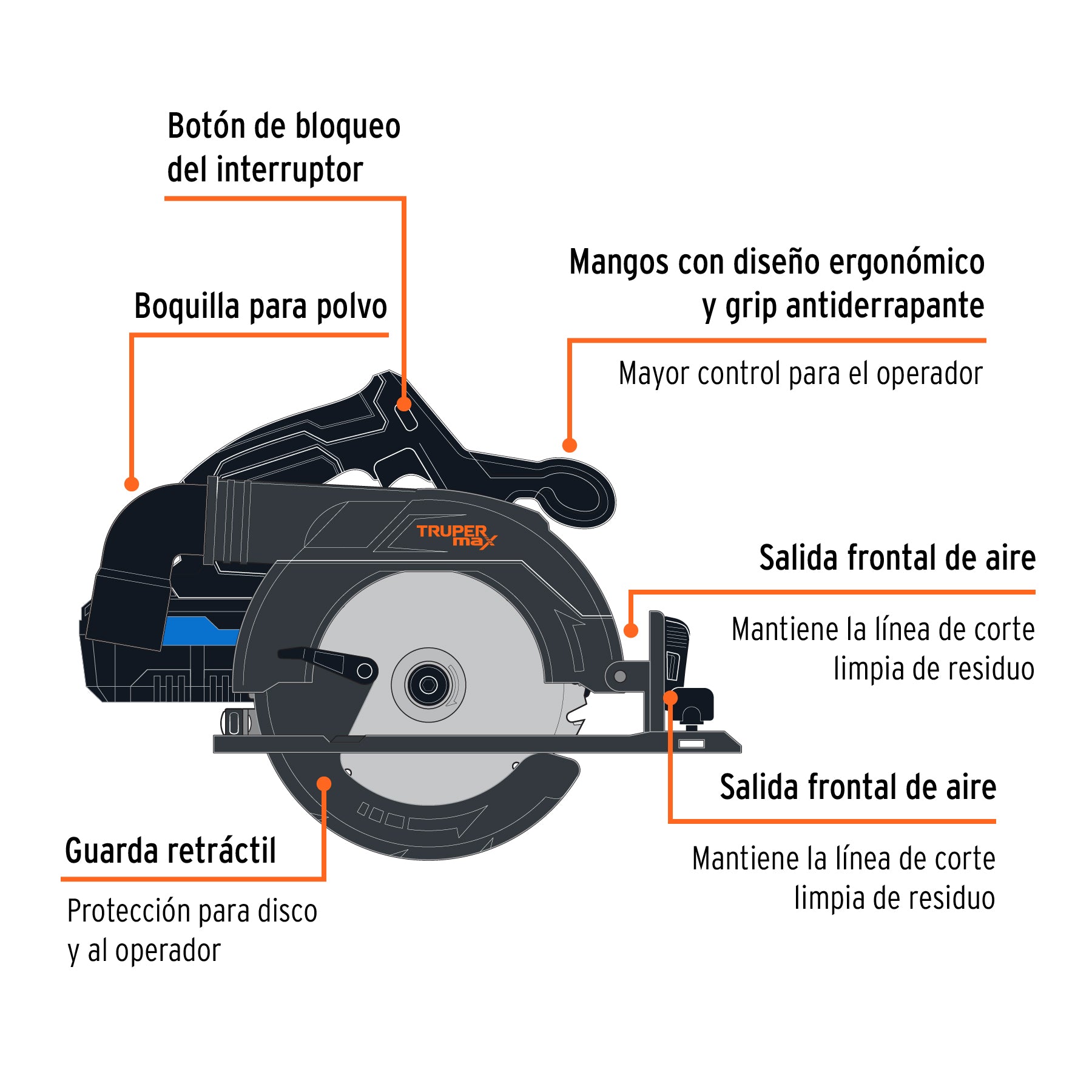 Sierra circular inalámbrica 6-1/2', 20V, sin carbones MAX-20SC 102480 MM1