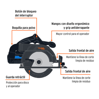 Sierra circular inalámbrica 6-1/2', 20V, sin carbones MAX-20SC 102480 MM1