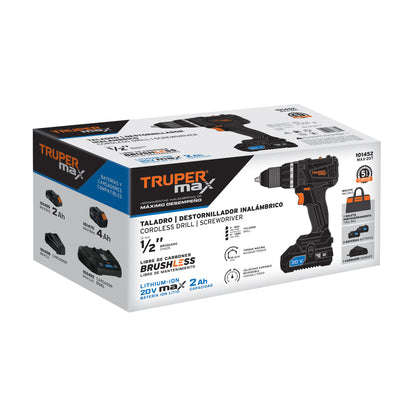 Taladro inalámbrico 1/2', 20V, s/accesorios, Truper MAX MAX-20TS 101404 MM1