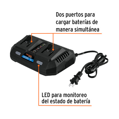 Cargador 20V dual, Truper MAX MAX-CA2 102492 MM00