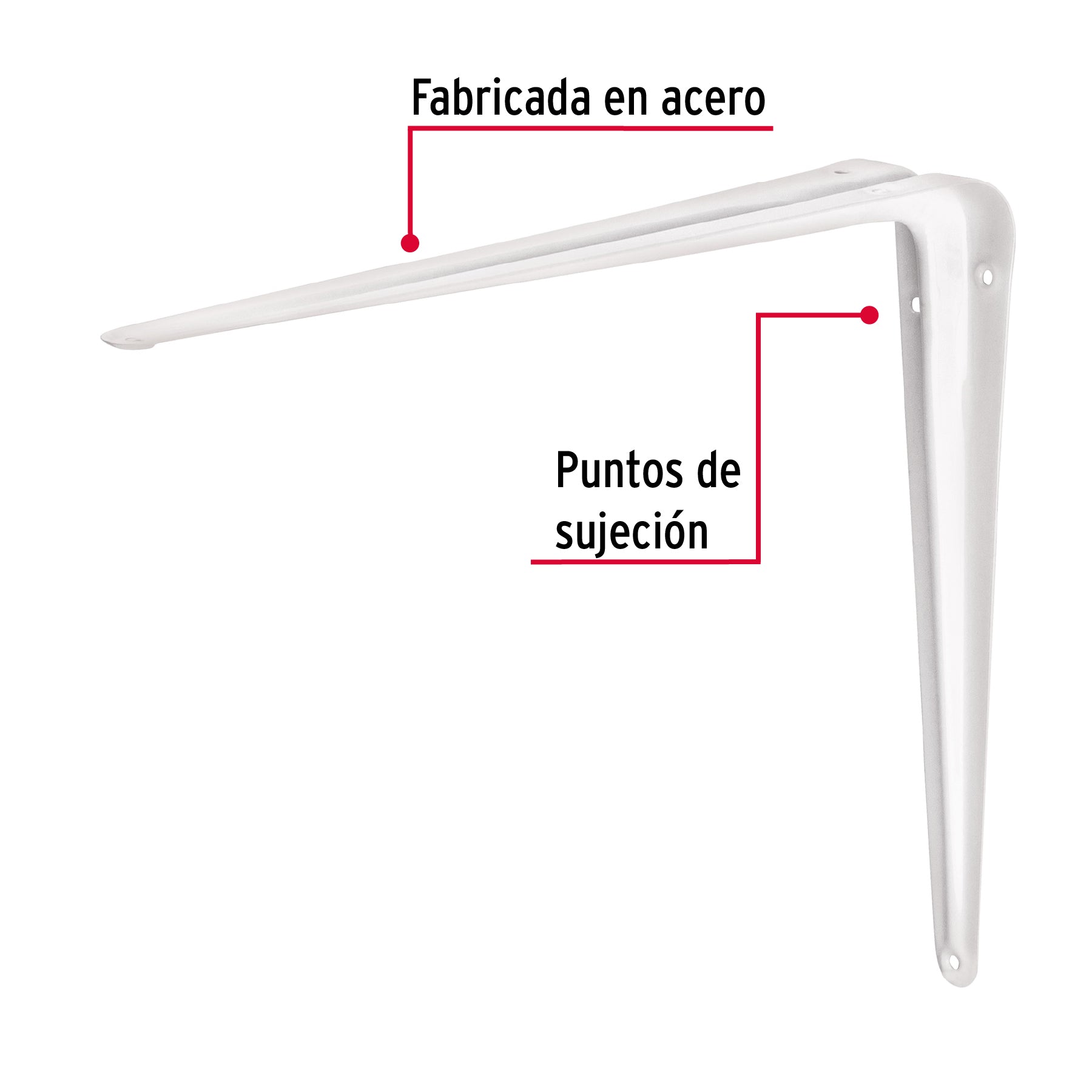 Ménsula de acero blanca 10 x 12', Fiero ME-12B 44012 MM00