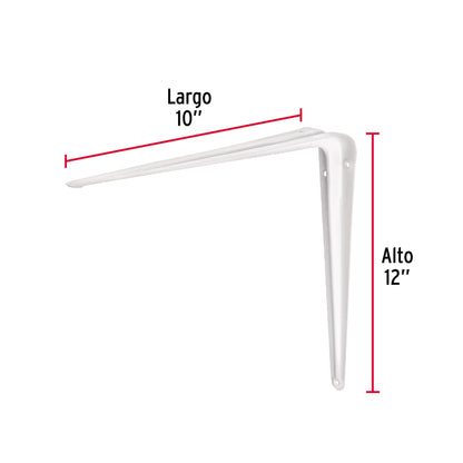 Ménsula de acero blanca 10 x 12', Fiero ME-12B 44012 MM00