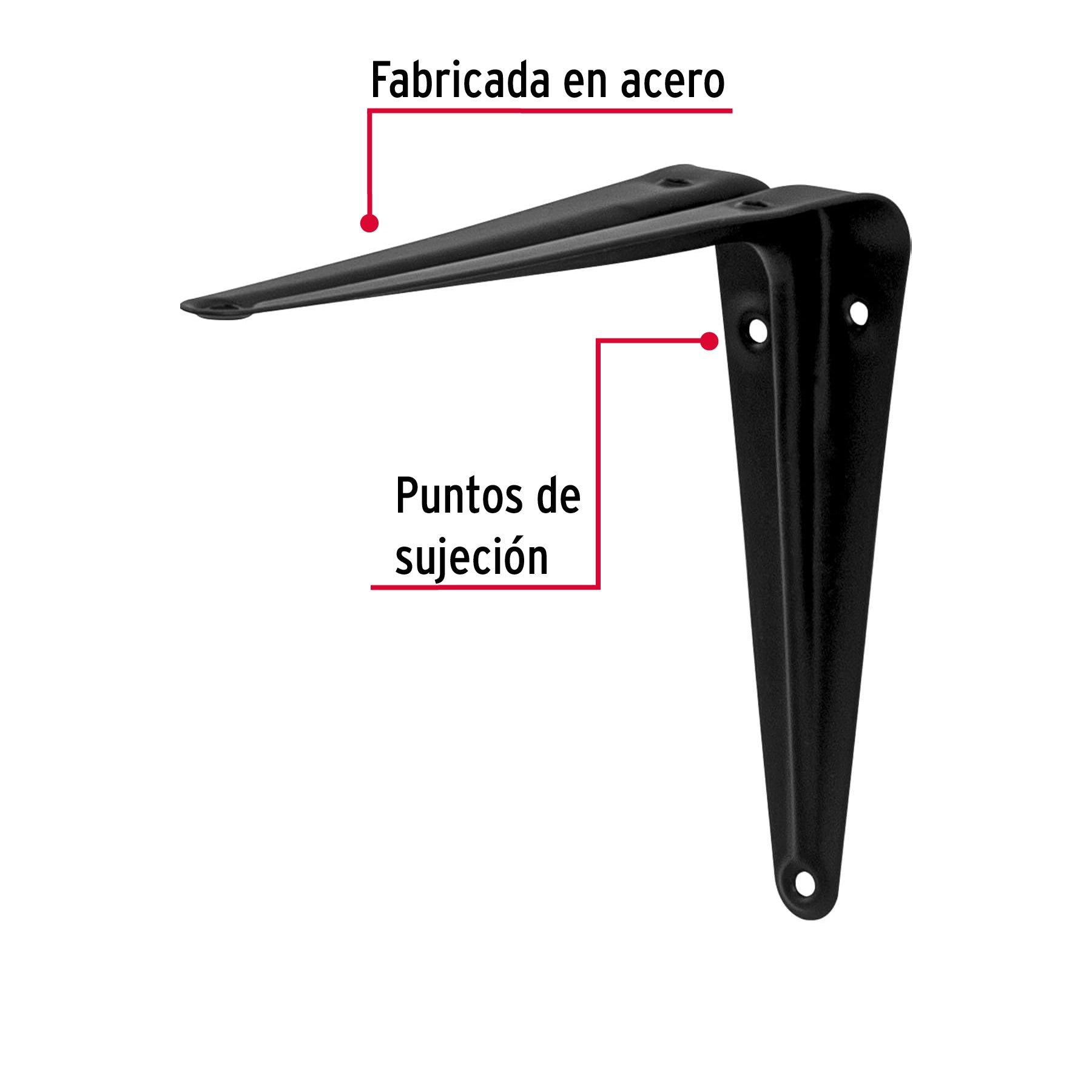 Ménsula de acero negra 5' x 6', Fiero ME-6N 44451 MM00