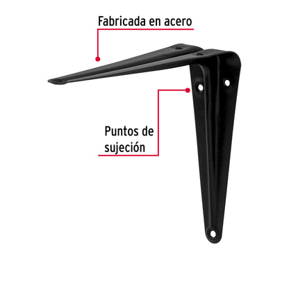 Ménsula de acero negra 5' x 6', Fiero ME-6N 44451 MM00