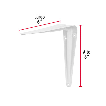 Ménsula de acero blanca 6 x 8', Fiero ME-8B 44006 MM00