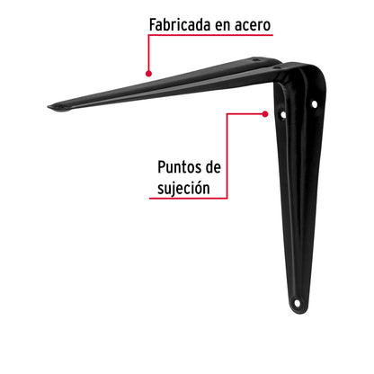 Ménsula de acero negra 6 x 8', Fiero ME-8N 44452 MM00