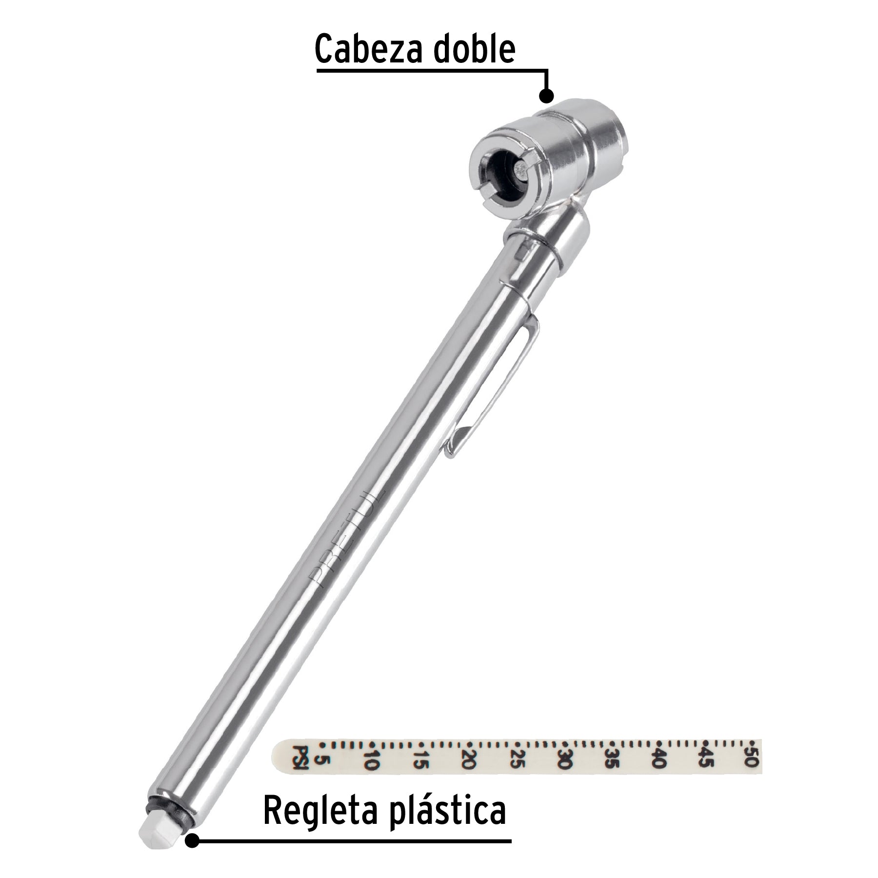 Calibrador de presión 50 psi, cabeza doble, Pretul MEA-50DP 20182 MM00