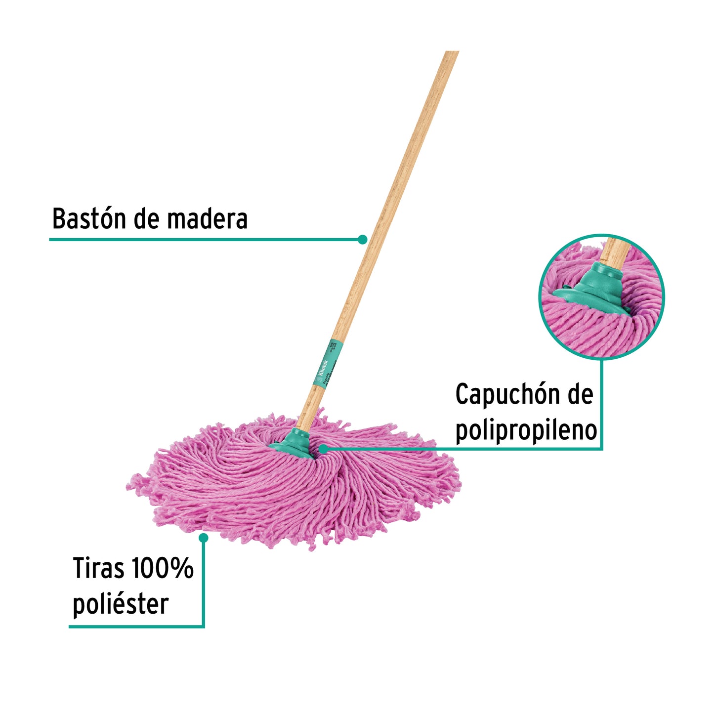 Trapeador de microfibra española con bastón, Klintek MECH-175SE 57047 MM1