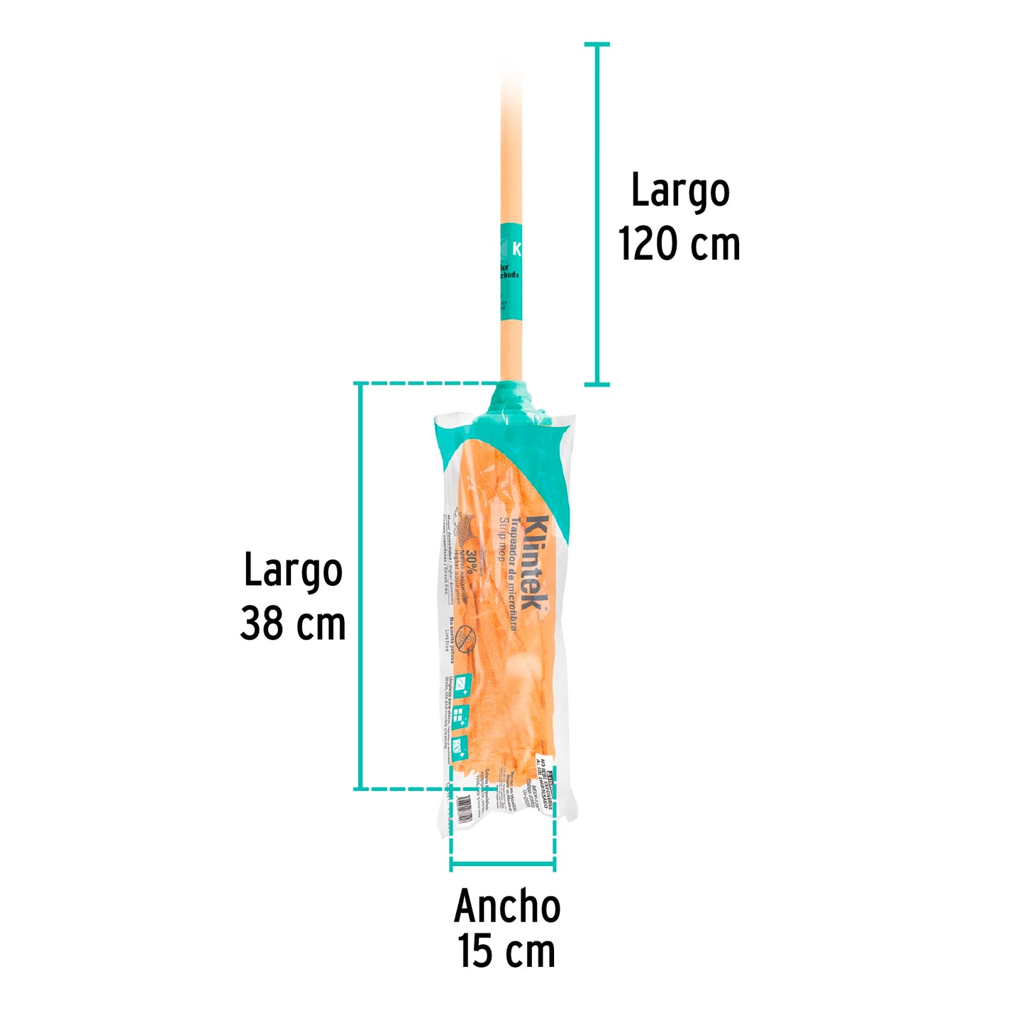 Trapeador de microfibra con bastón de 120 cm, Klintek MECH-175S 57022 MM1