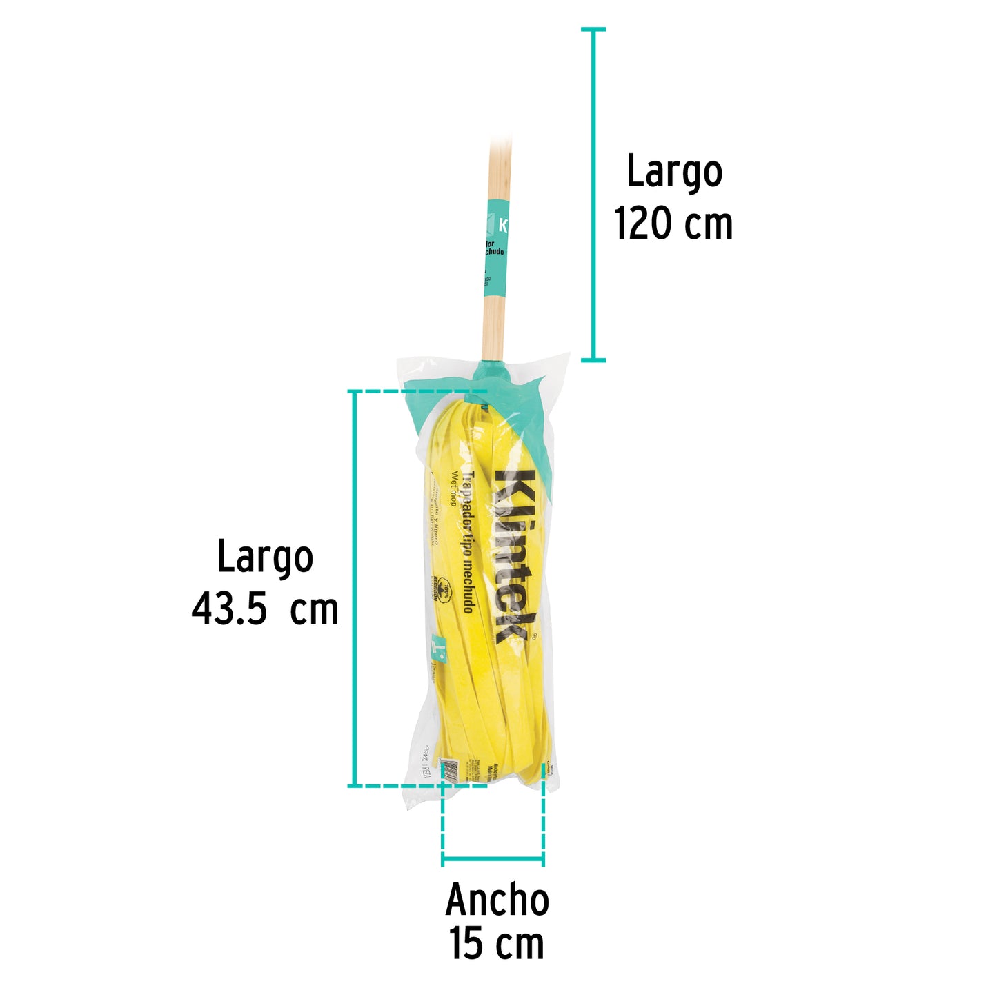 Trapeador ligero de microfibra con bastón de 120 cm, Klintek MECH-185S 57075 MM1