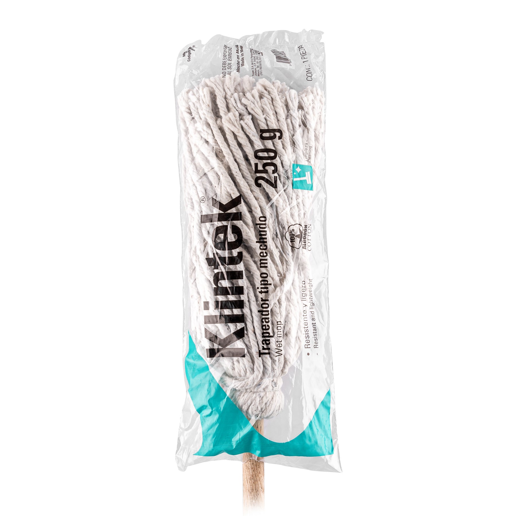 Trapeador tipo mechudo, 250 g con bastón de 120 cm, Klintek MECH-250 57060 MM1