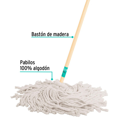 Trapeador tipo mechudo, 450 g con bastón de 120 cm, Klintek MECH-450 57061 MM1