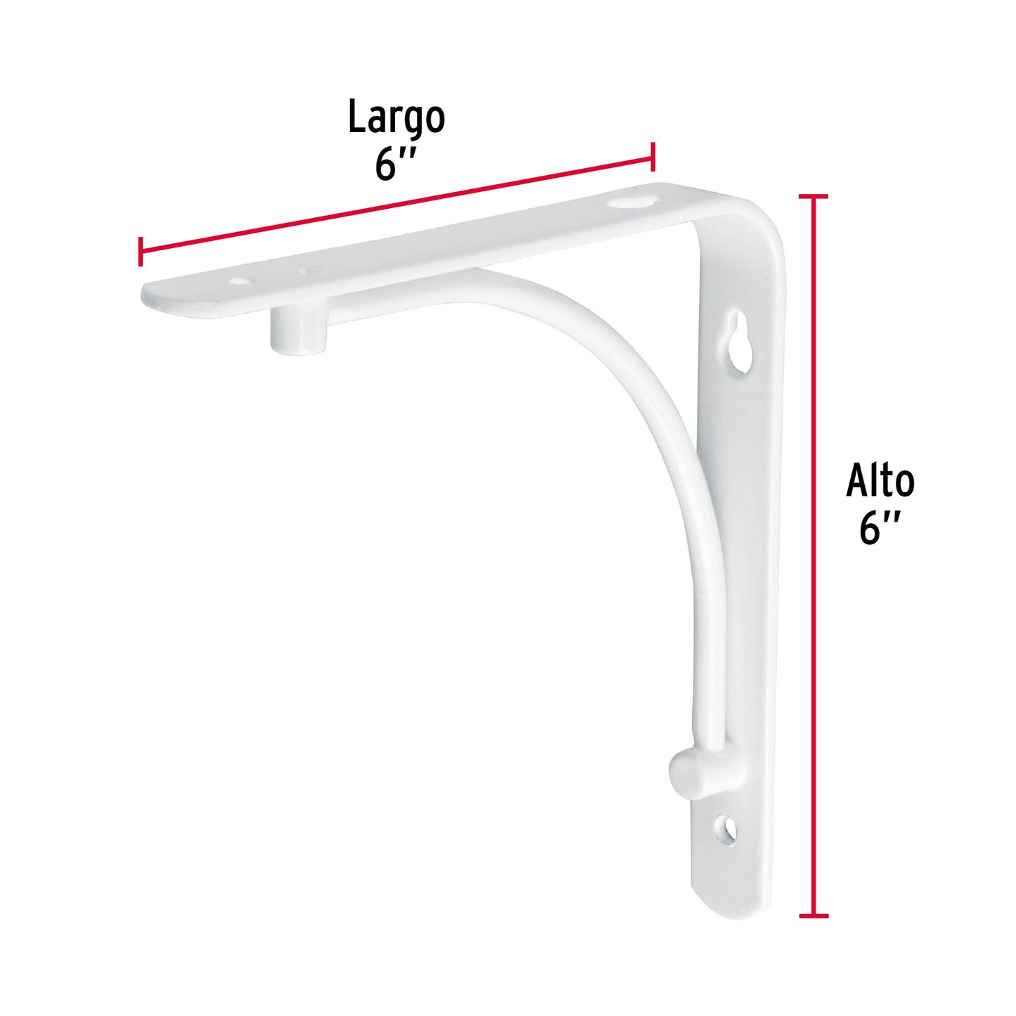 Ménsula reforzada blanca 6 x 6' diseño alambrón, Fiero MED-6BA 47692 MM00