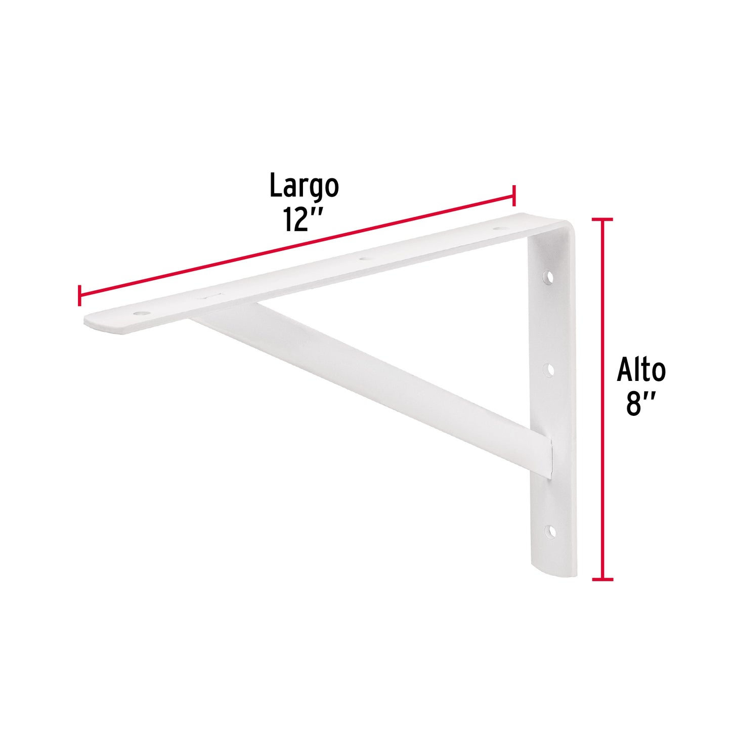 Ménsula de acero reforzada blanca 8 x 12', Fiero MER-12B 44670 MM00