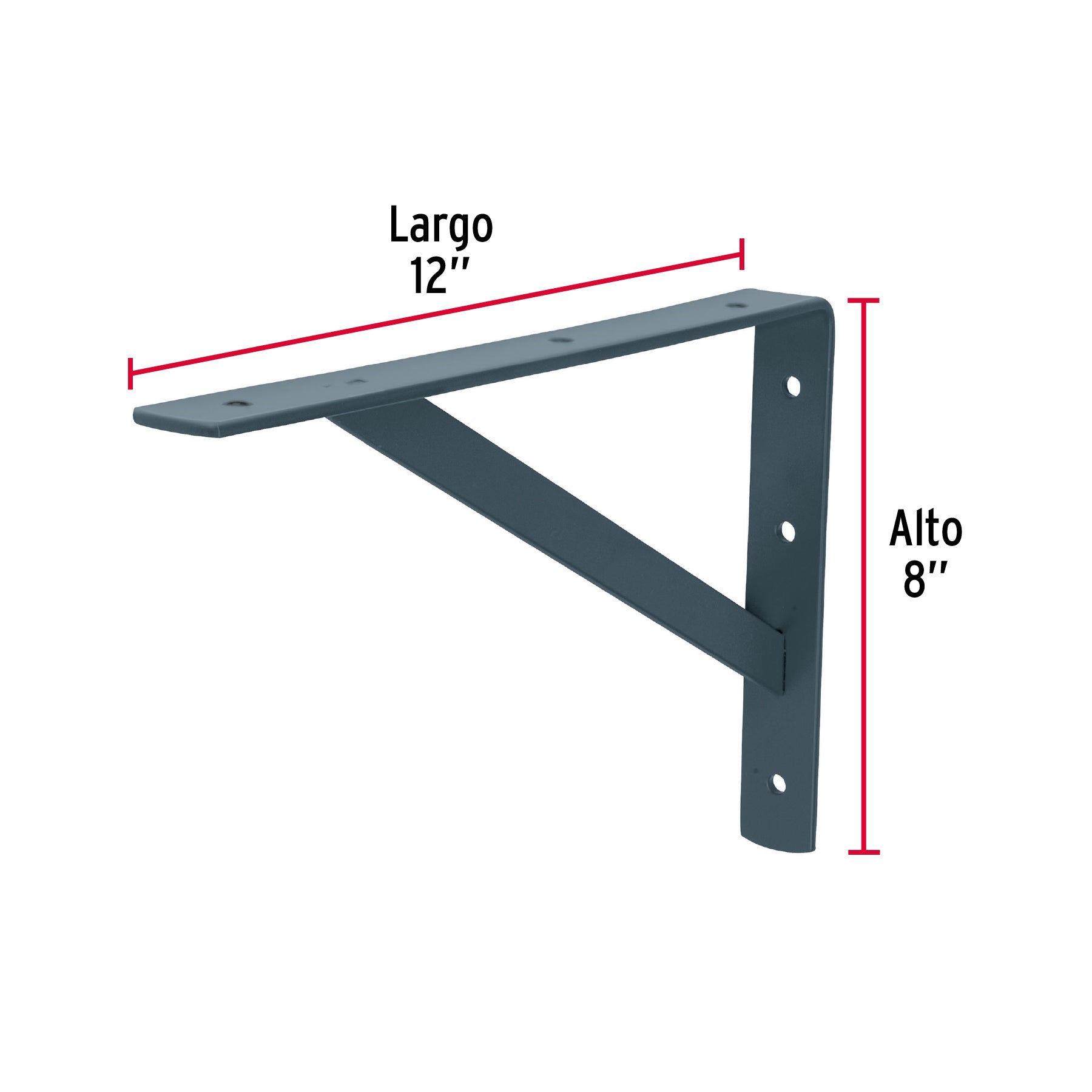 Ménsula de acero reforzada gris 8 x 12', Fiero MER-12G 44673 MM00