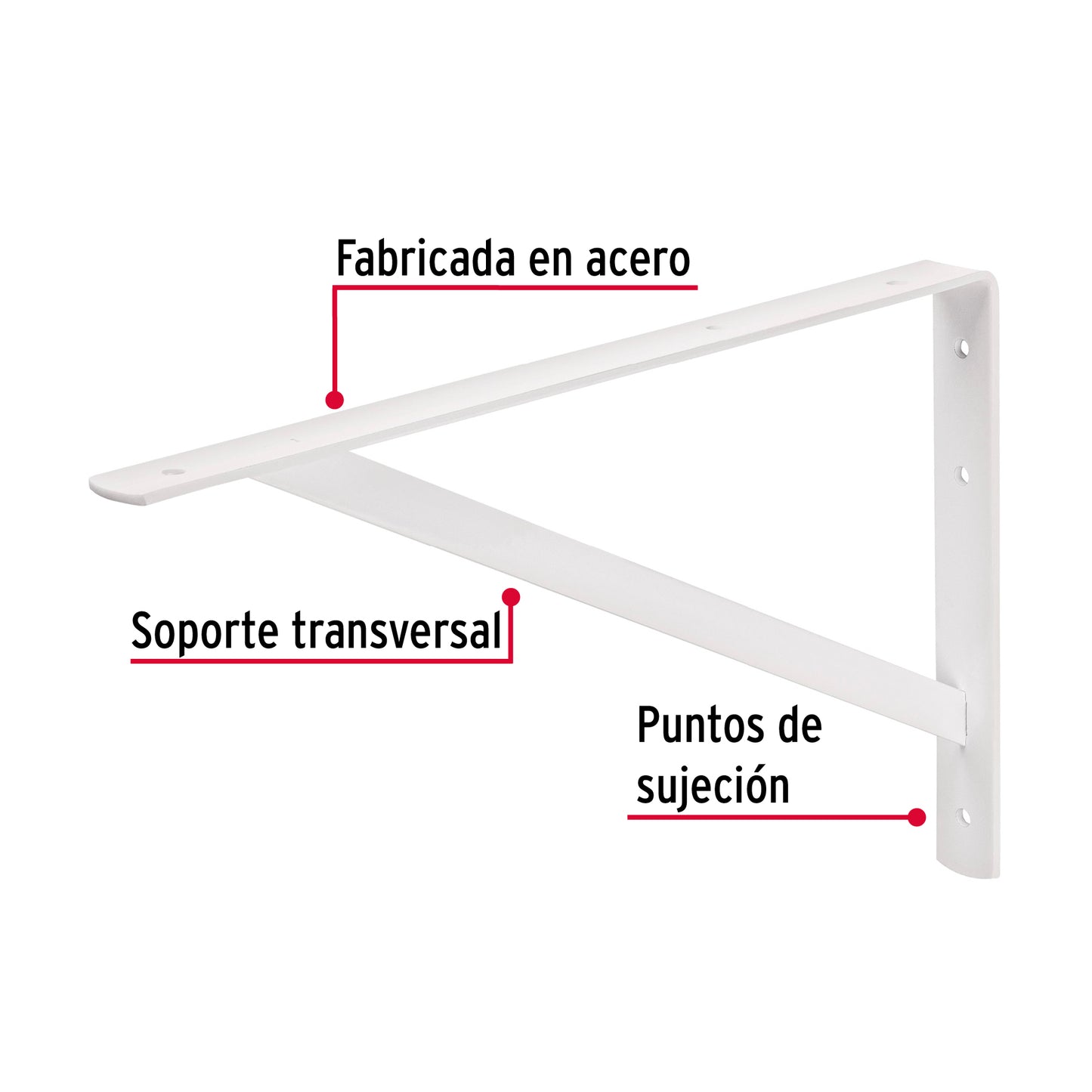 Ménsula de acero reforzada blanca 10 x 16', Fiero MER-16B 44671 MM00