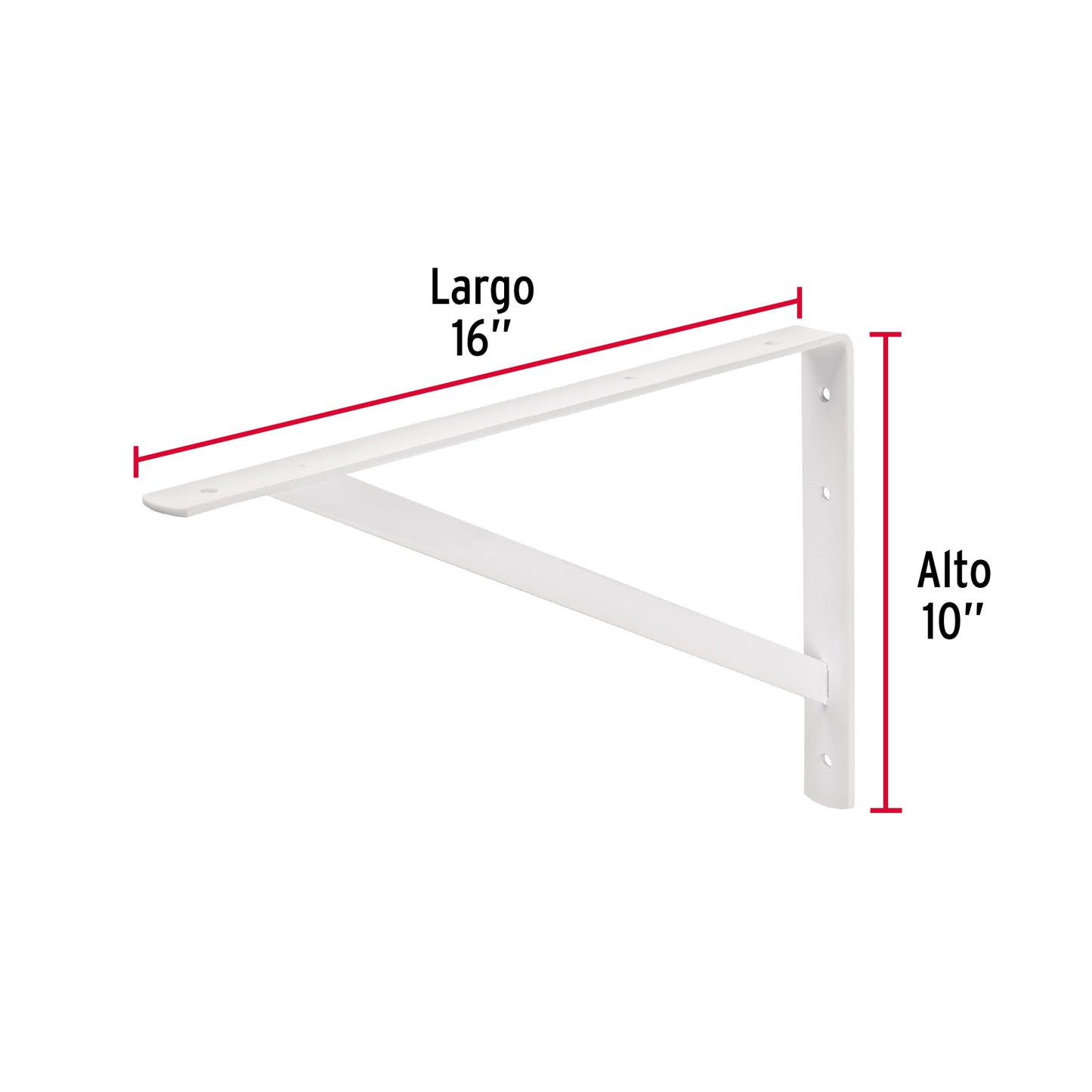 Ménsula de acero reforzada blanca 10 x 16', Fiero MER-16B 44671 MM00