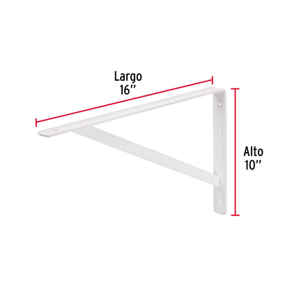 Ménsula de acero reforzada blanca 10 x 16', Fiero MER-16B 44671 MM00