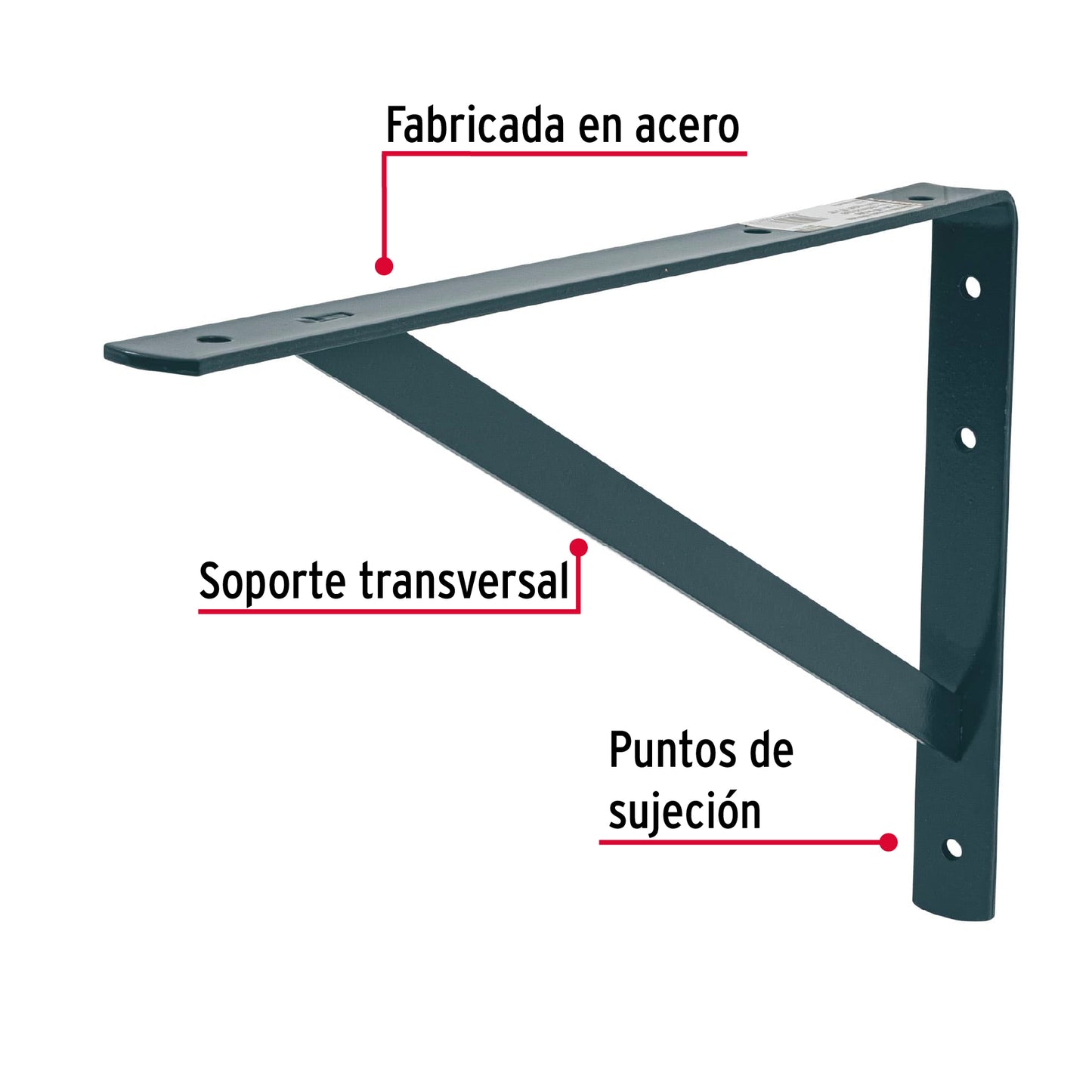 Ménsula de acero reforzada gris 10 x 16', Fiero MER-16G 44674 MM00